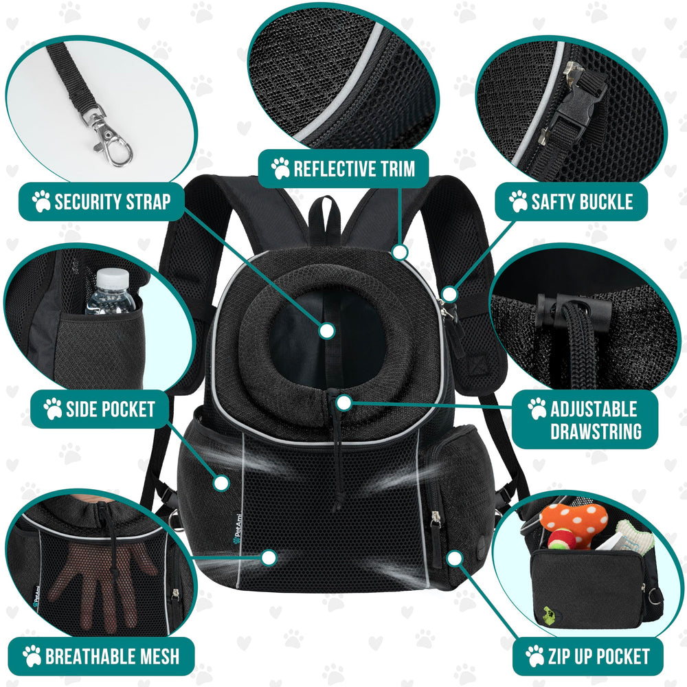 PetAmi front carrier side-expansion feature provides extra room for pets