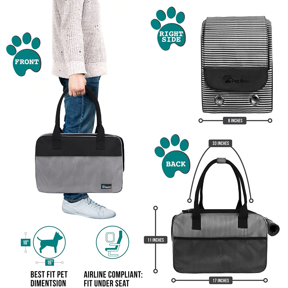 PetAmi dog purse carrier airflow mesh for comfortable ventilation during travel.