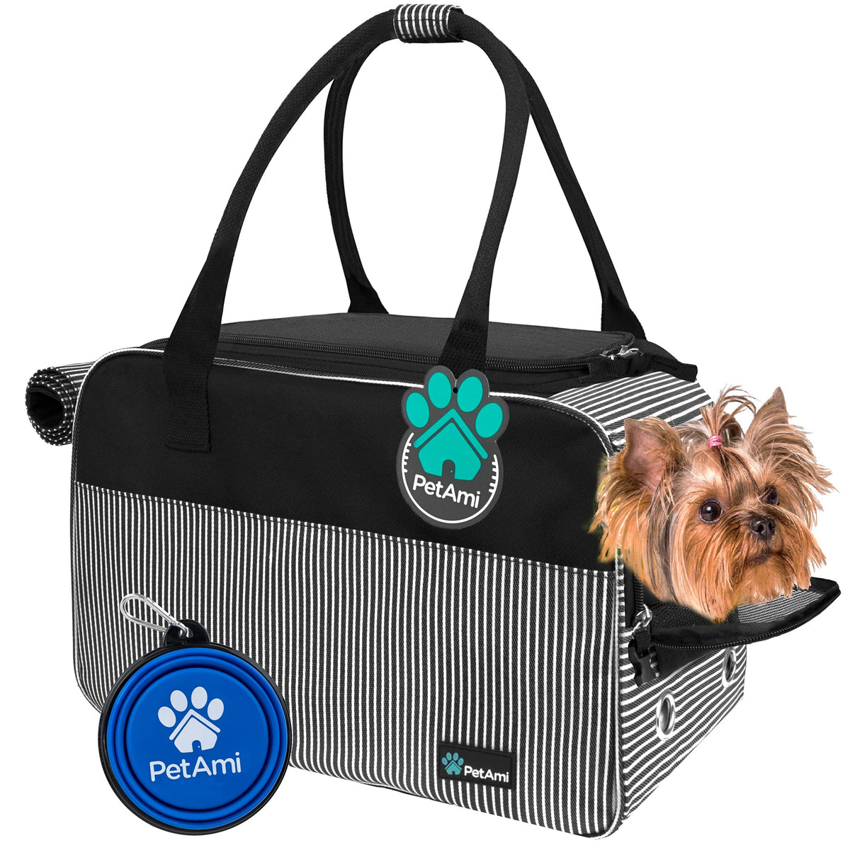 PetAmi dog purse carrier full view, ideal portable travel companion for small dogs.