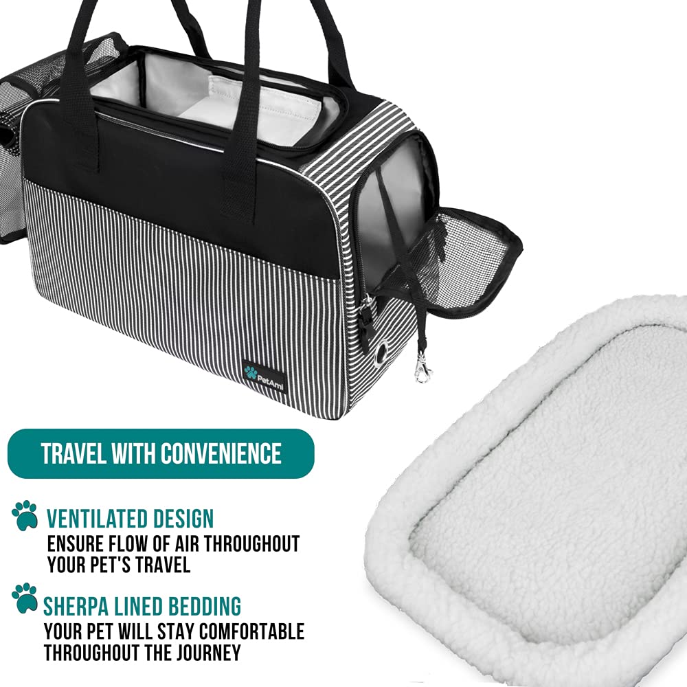 PetAmi purse carrier safety buckles provide secure harness attachment.