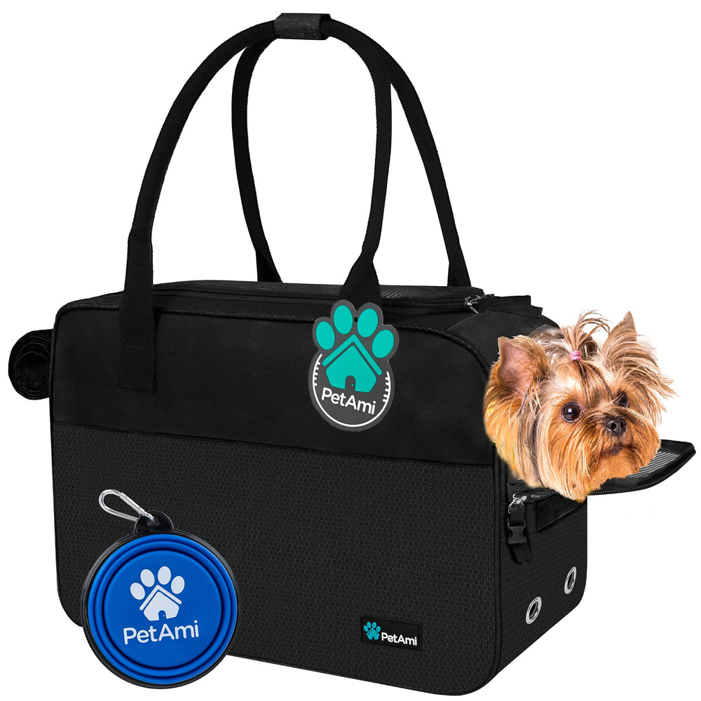 PetAmi dog purse carrier under-seat design supports airline travel with compact comfort.