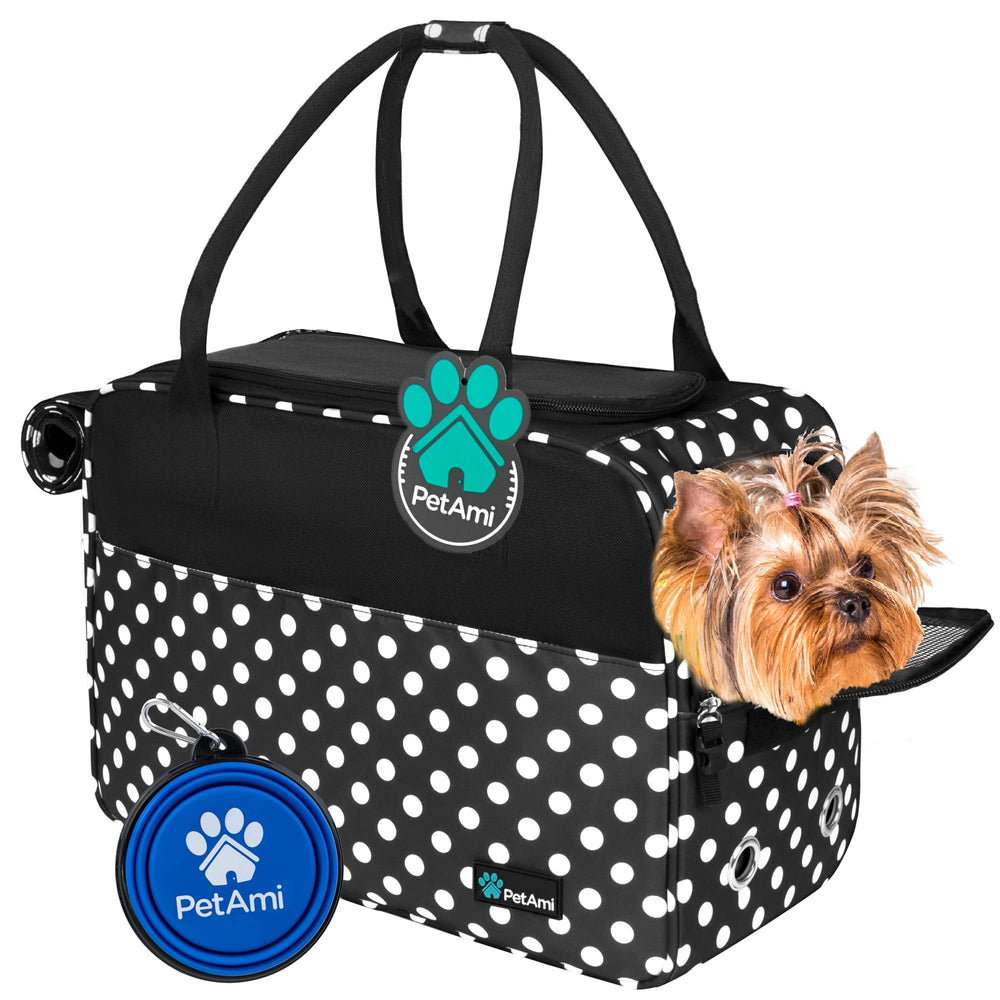 PetAmi dog purse carrier under seat layout for convenient airline travel