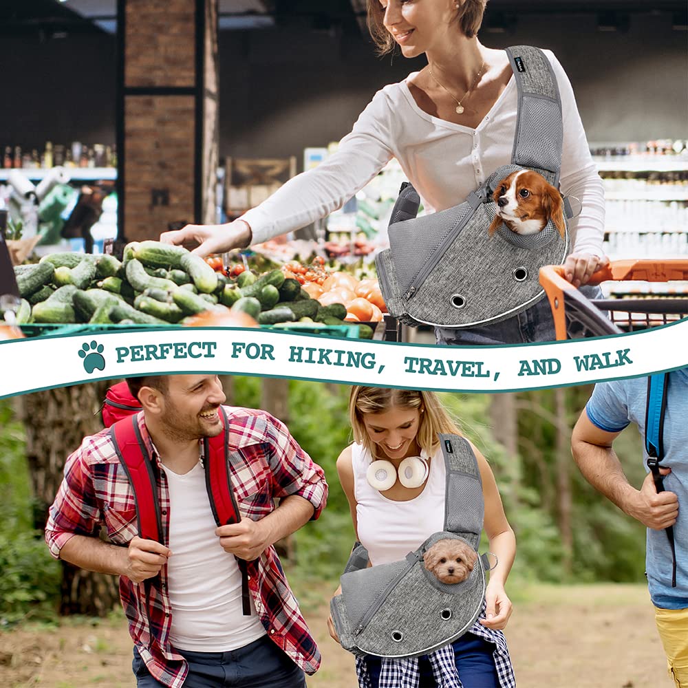 PetAmi carrier with adjustable crossbody strap supports hands-free exploration or travel.