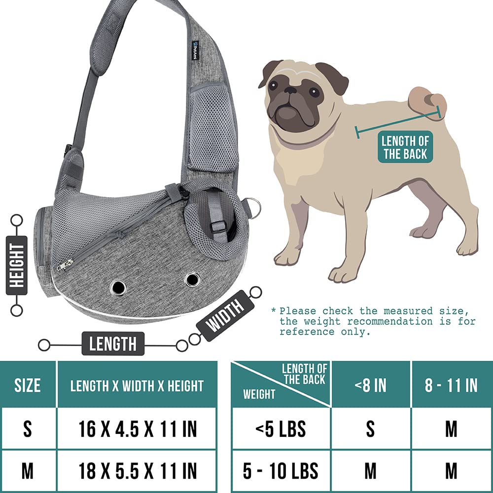 PetAmi sling carrier breathable mesh for improved airflow during walks or vet visits.