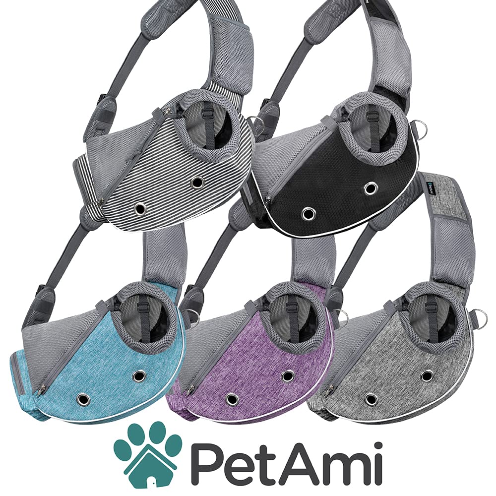 PetAmi sling with reinforced safety features offers secure harness compatibility for peace of mind.