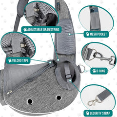 PetAmi Dog Sling Carrier secure-entry design keeps your pet safe on errands.