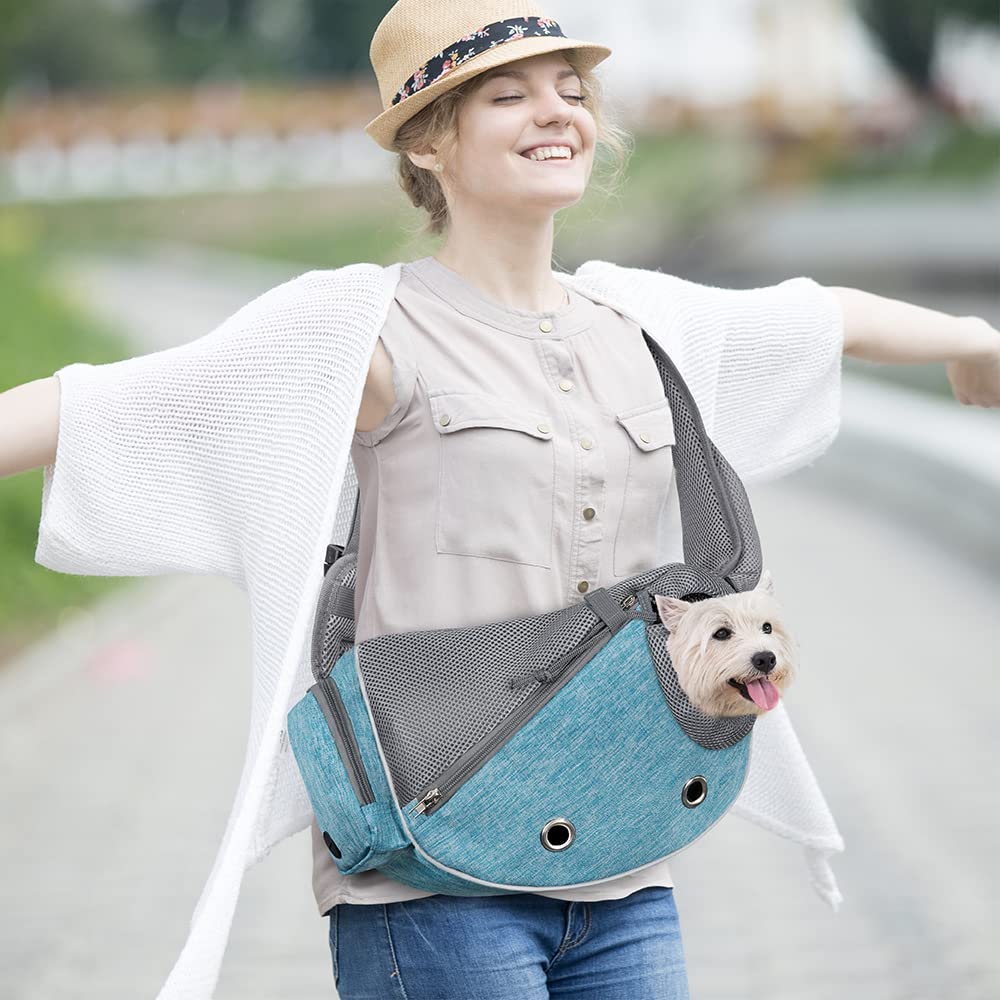 PetAmi padded shoulder strap blue, extra comfort on car rides or hikes.
