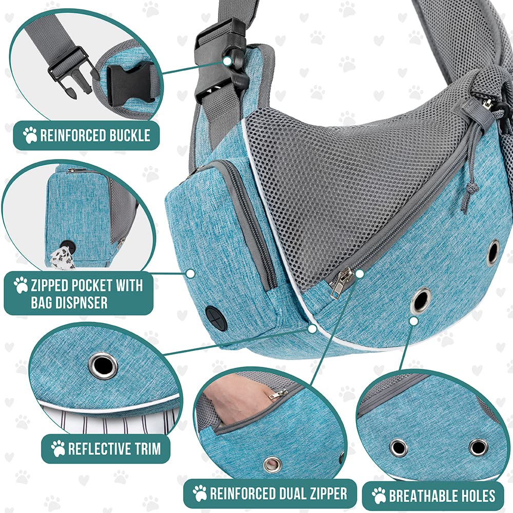 PetAmi ventilated mesh design blue, breathable comfort for longer trips.