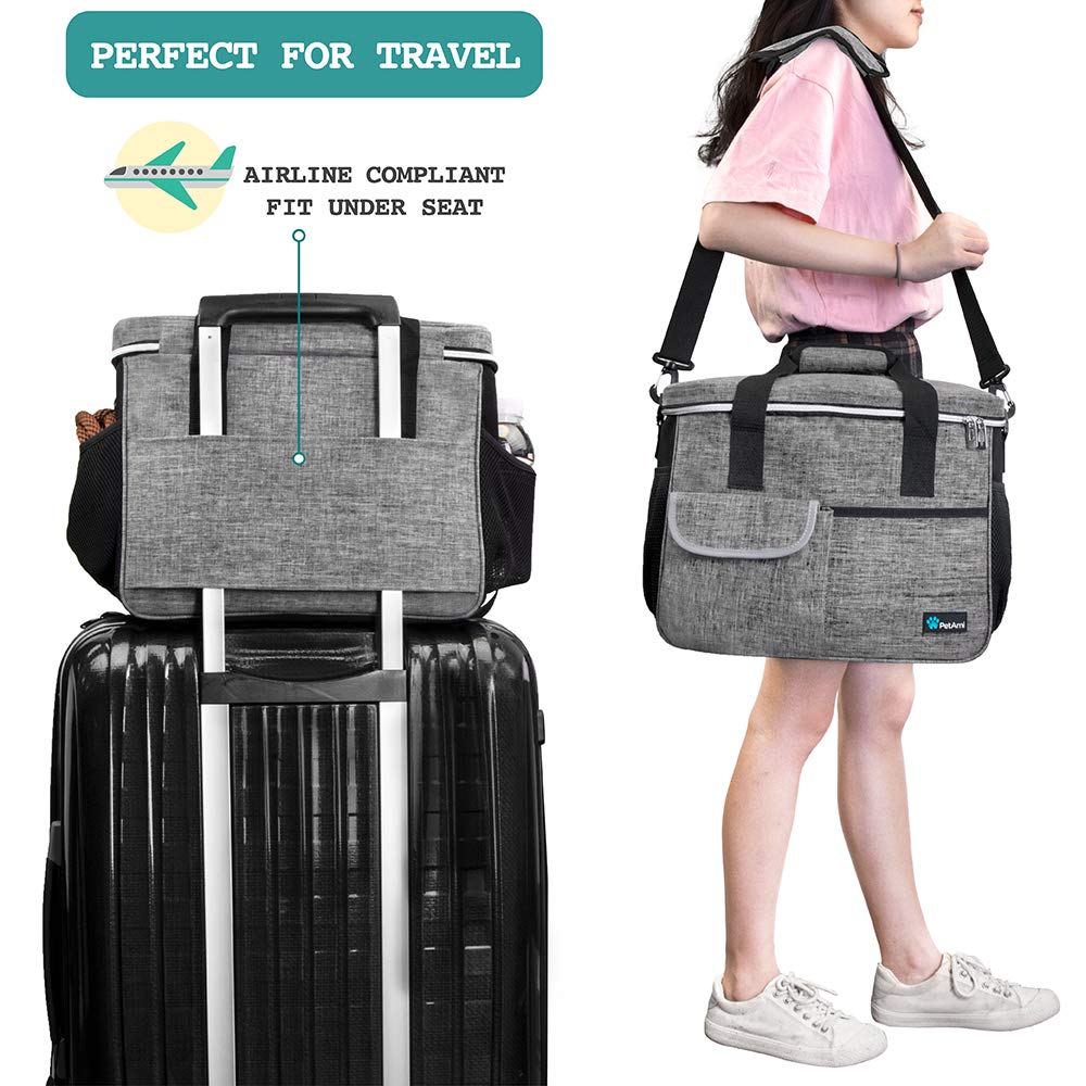 PetAmi Dog Travel Bag designed to fit under airplane seats for travel ease.