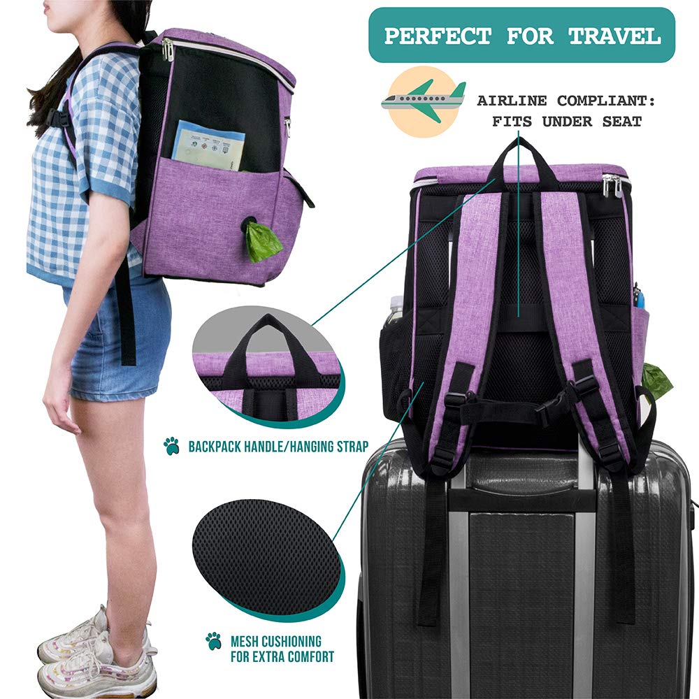 PetAmi Dog Travel Bag Backpack features leak-proof lining for spills.