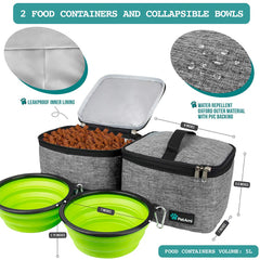 PetAmi travel bag collapsible bowls for convenient hydration on trips.