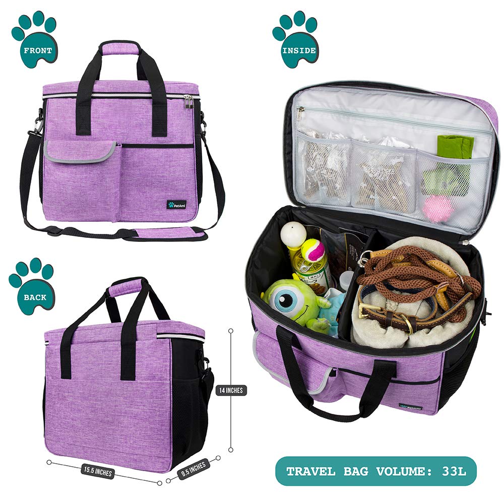 PetAmi dog travel bag food containers close-up showcases included containers for meals.