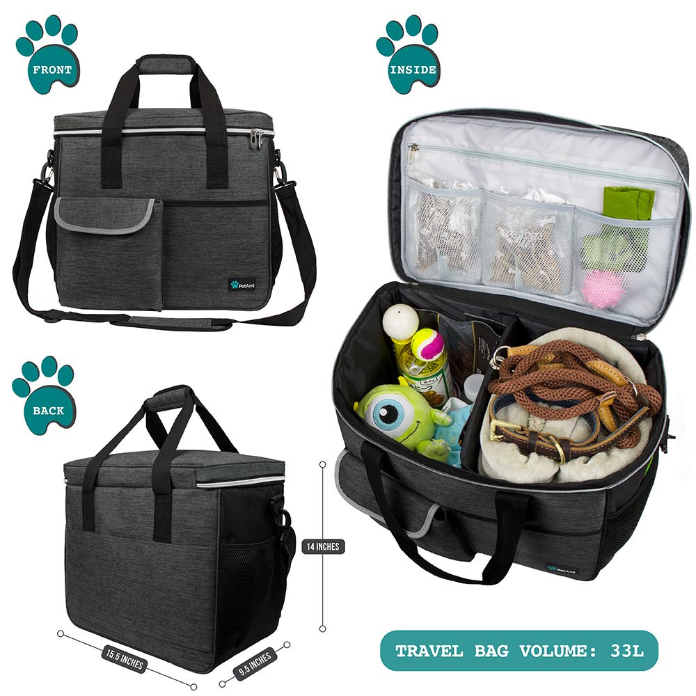 PetAmi dog travel bag food containers and collapsible bowls for on-the-go meals