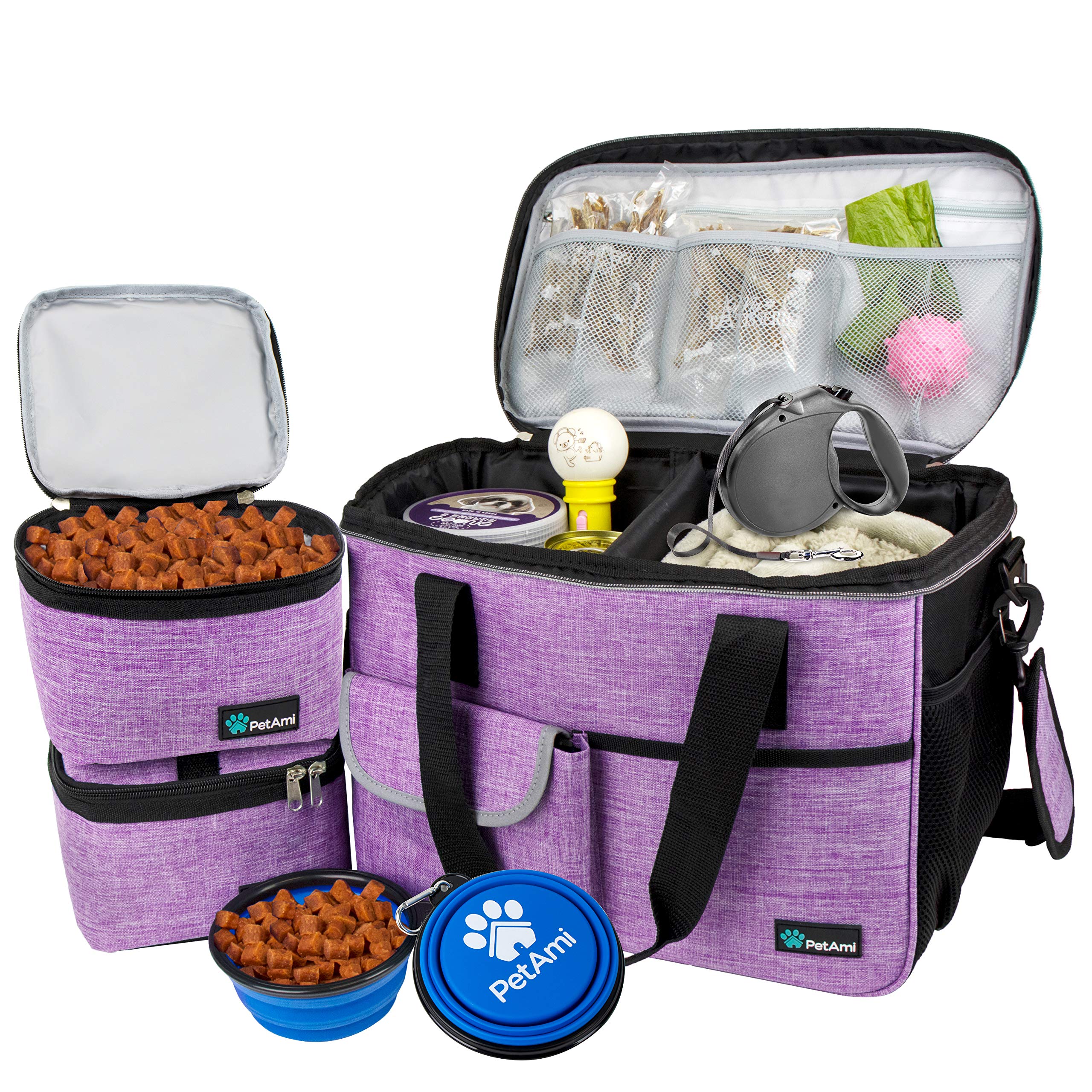 PetAmi Dog Travel Bag front view showcasing organized design for easy travel with pets