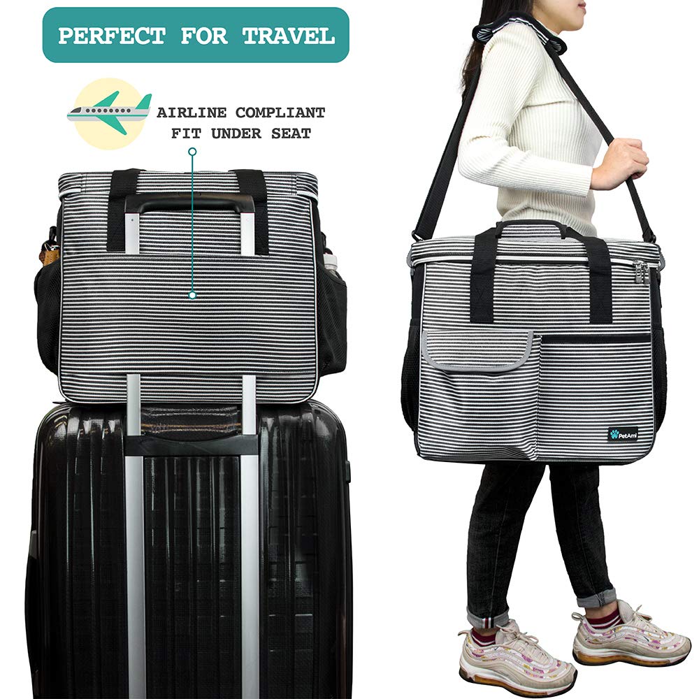 PetAmi bag features leakproof inner lining to guard against spills during travel
