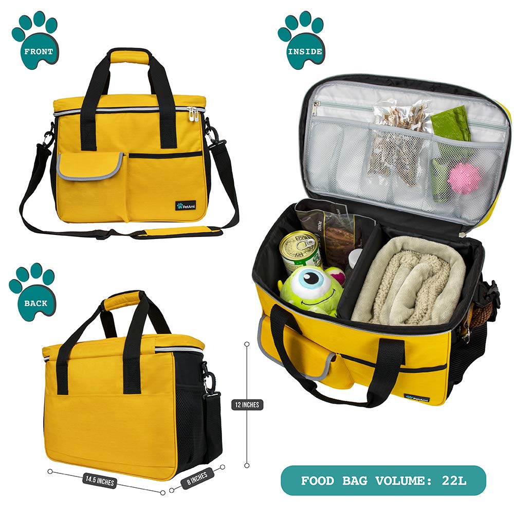 PetAmi travel bag open compartment highlights easy access to treats and gear.