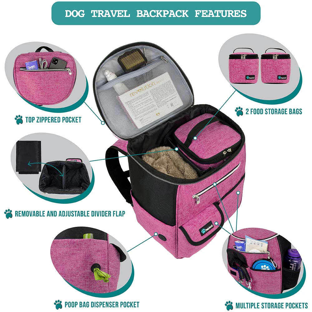PetAmi dog travel bag with organized pockets to sort treats, leashes, and toys.