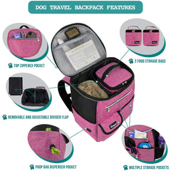 PetAmi dog travel bag with organized pockets to sort treats, leashes, and toys.