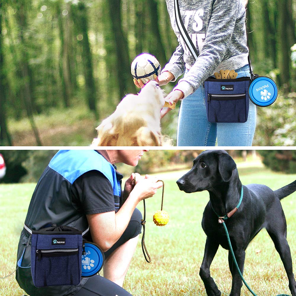 PetAmi Dog Treat Pouch back opening stores extra rolls for walks