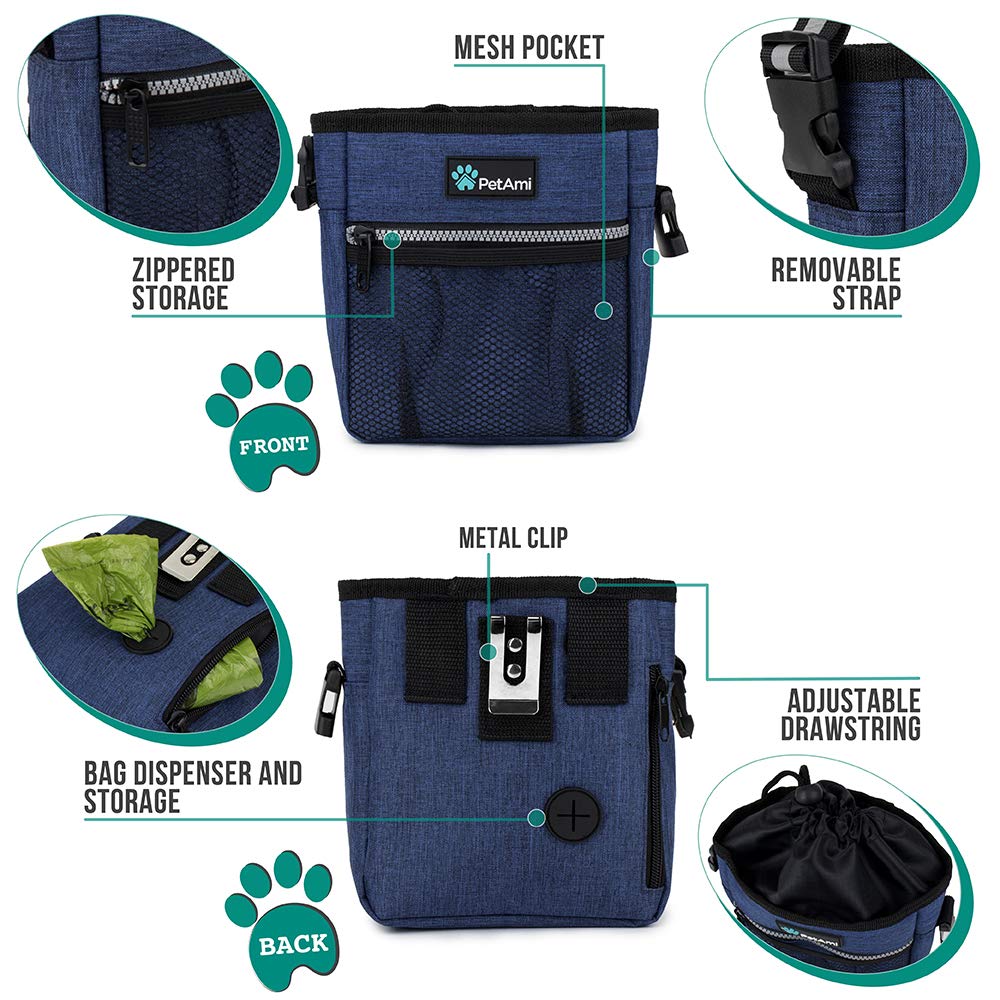 PetAmi Dog Treat Pouch front pocket and mesh section organizes essentials