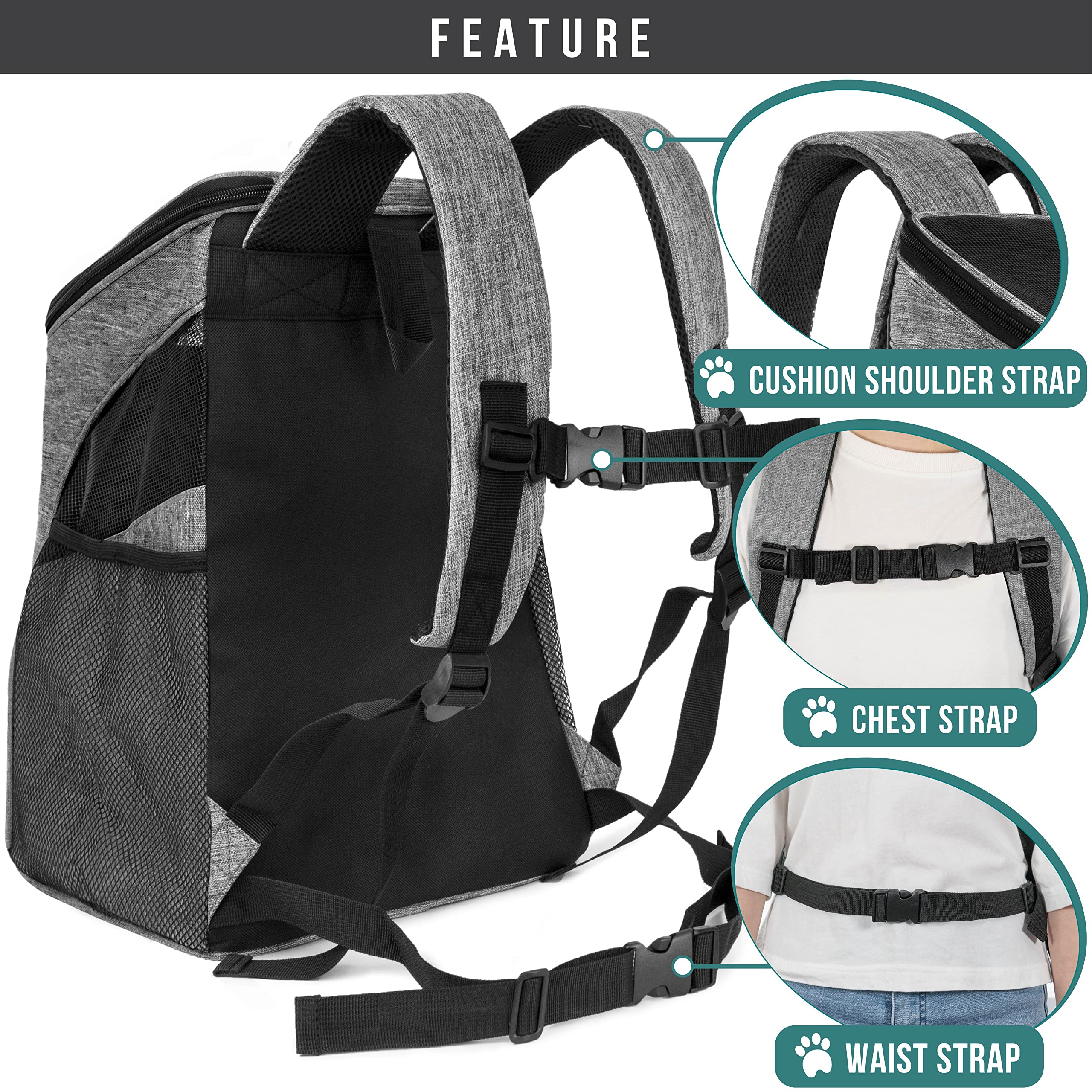 PetAmi dual-zip safety strap keeps pets secure inside