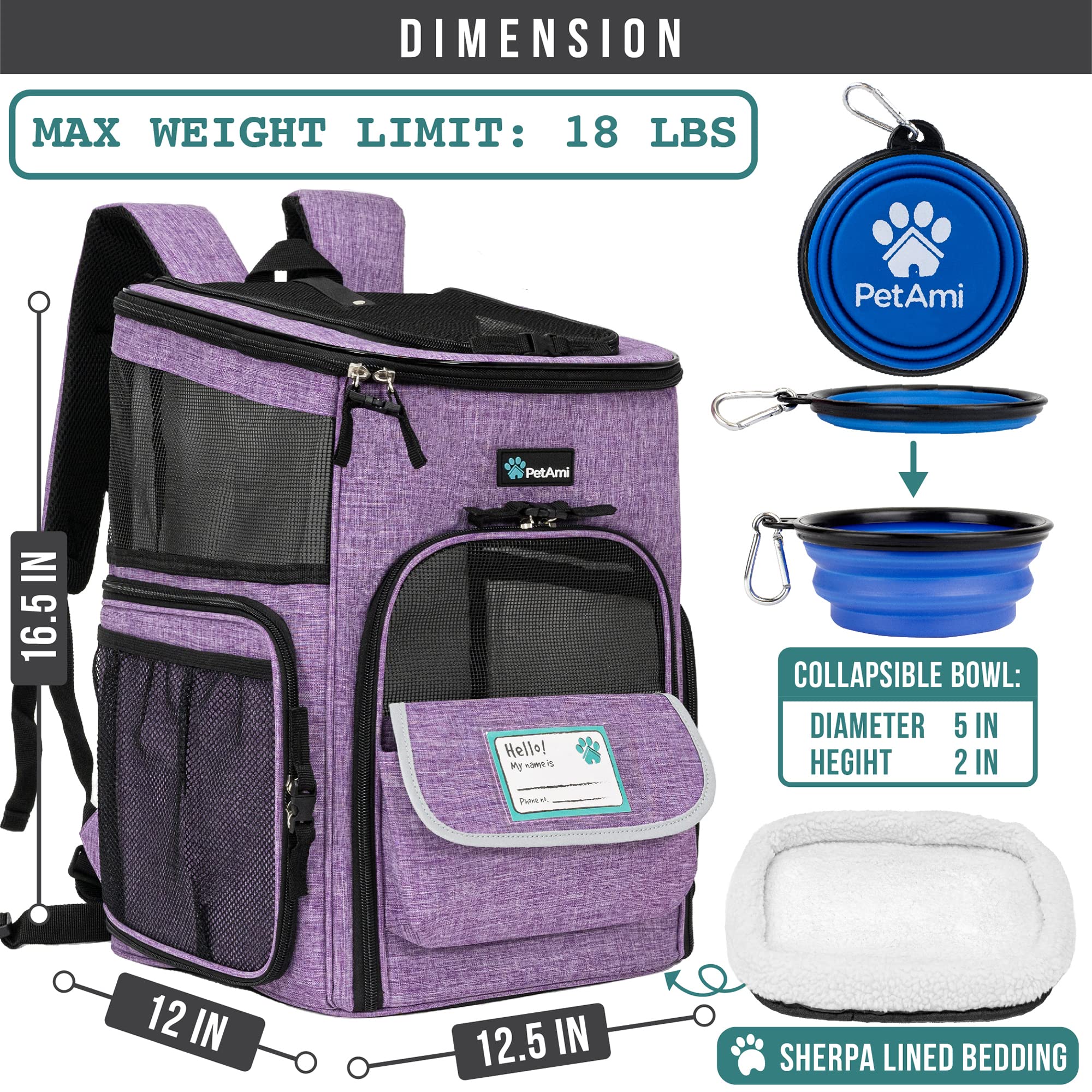 PetAmi durable 600D polyester construction for long-term use.