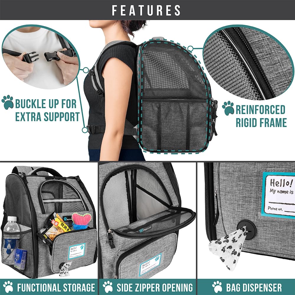 PetAmi expandable backpack pockets dispenser highlights convenient pet supplies and quick access