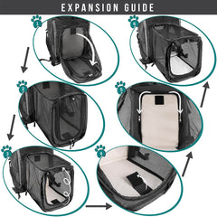 PetAmi expandable backpack top ventilation demonstrates airflow for pet comfort