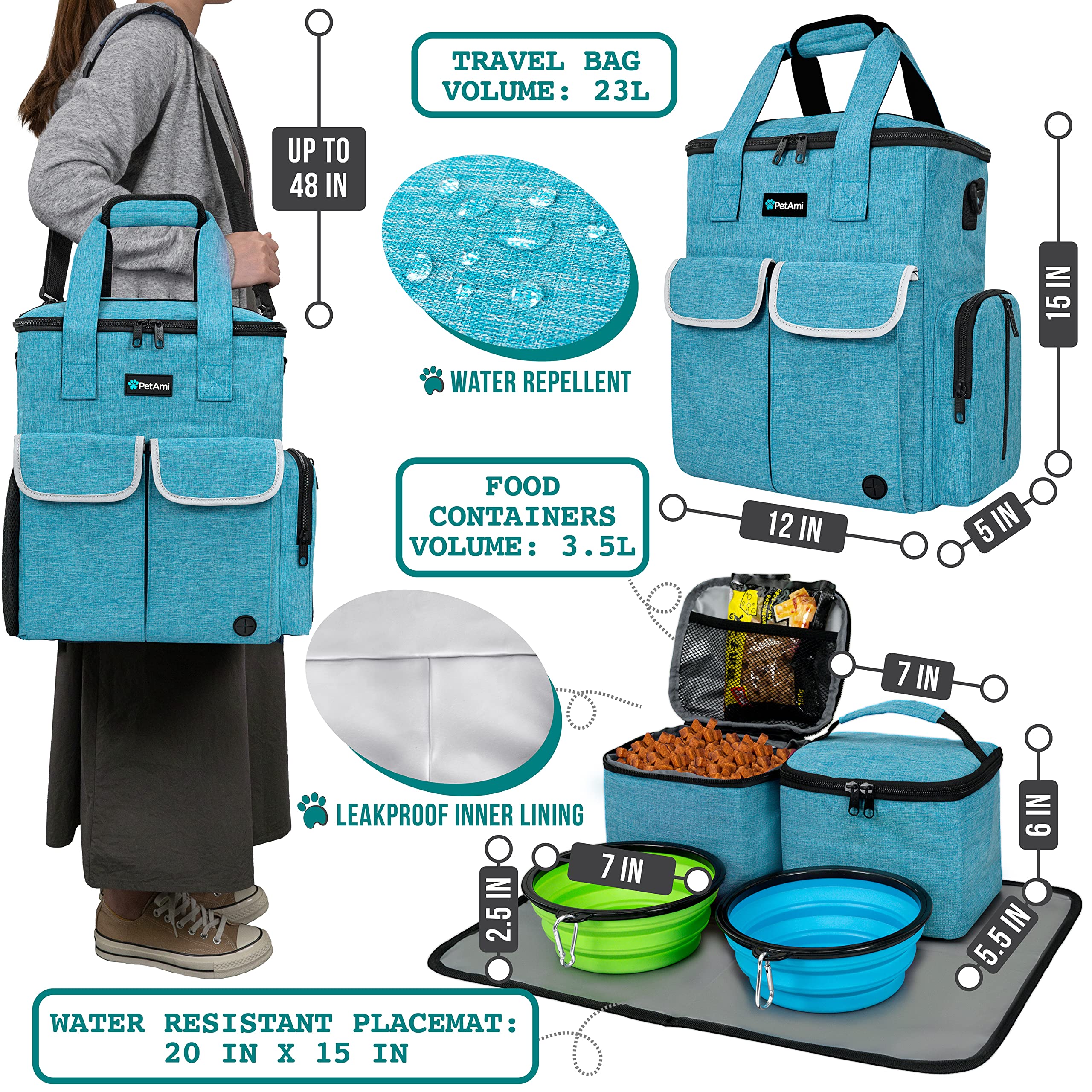 PetAmi food storage container 3L keeps dog meals fresh on travels.