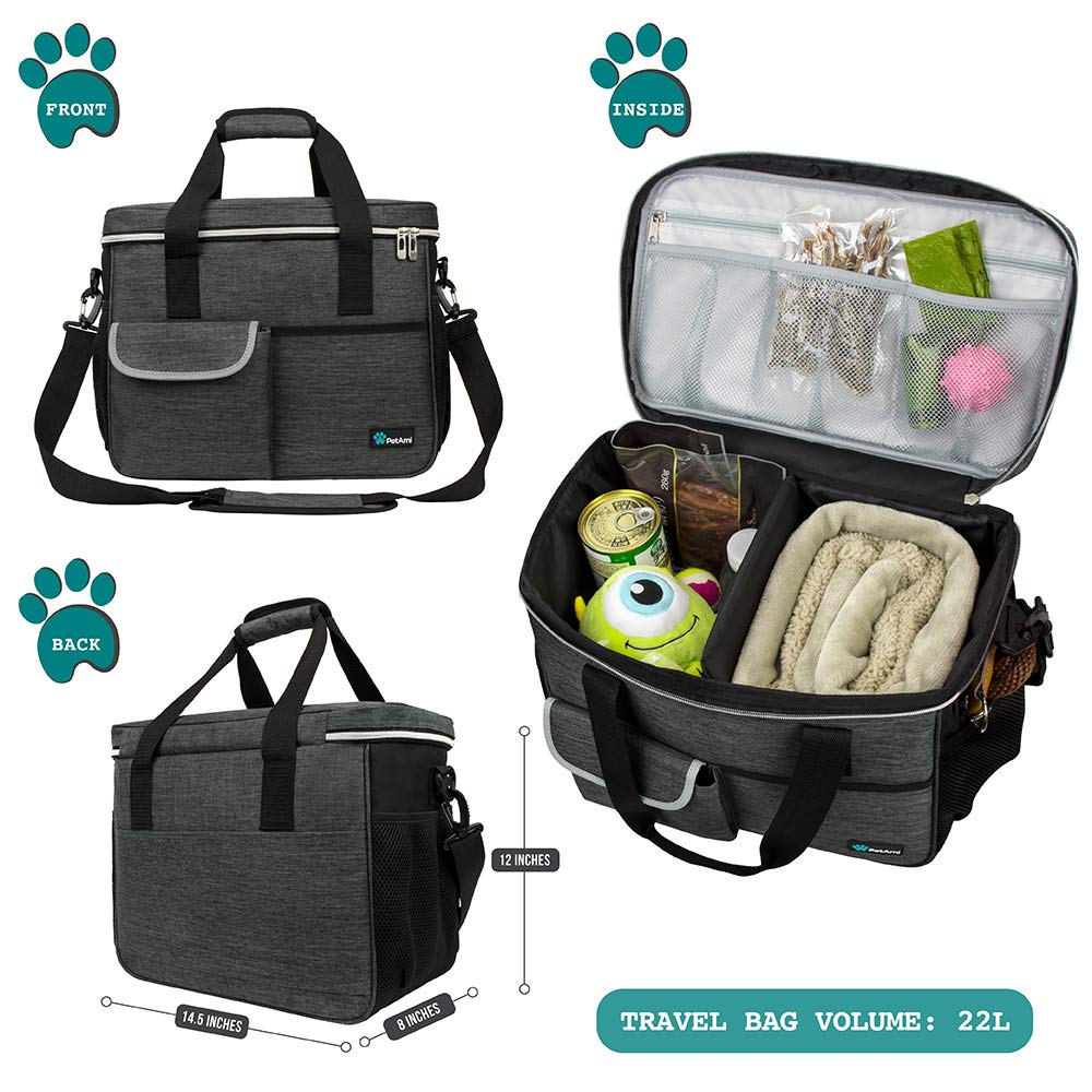 PetAmi food containers charcoal pair keep kibbles fresh on adventures.