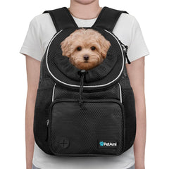 PetAmi front carrier dog front view highlighting secure harness and easy pet access.