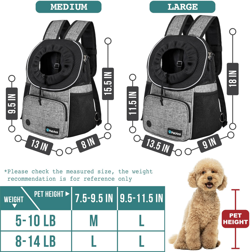 PetAmi front carrier features reflective trim for low-light visibility.