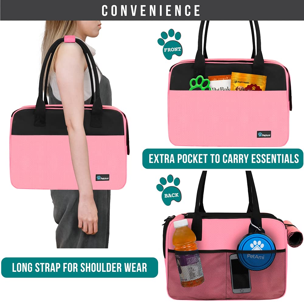 PetAmi front pocket and back mesh pocket for treats and gear.