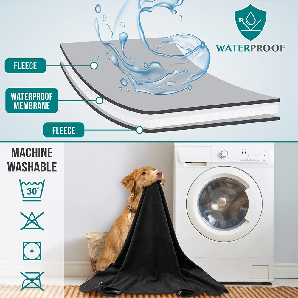 PetAmi blanket guards furniture against pet hair and accidents on sofa.