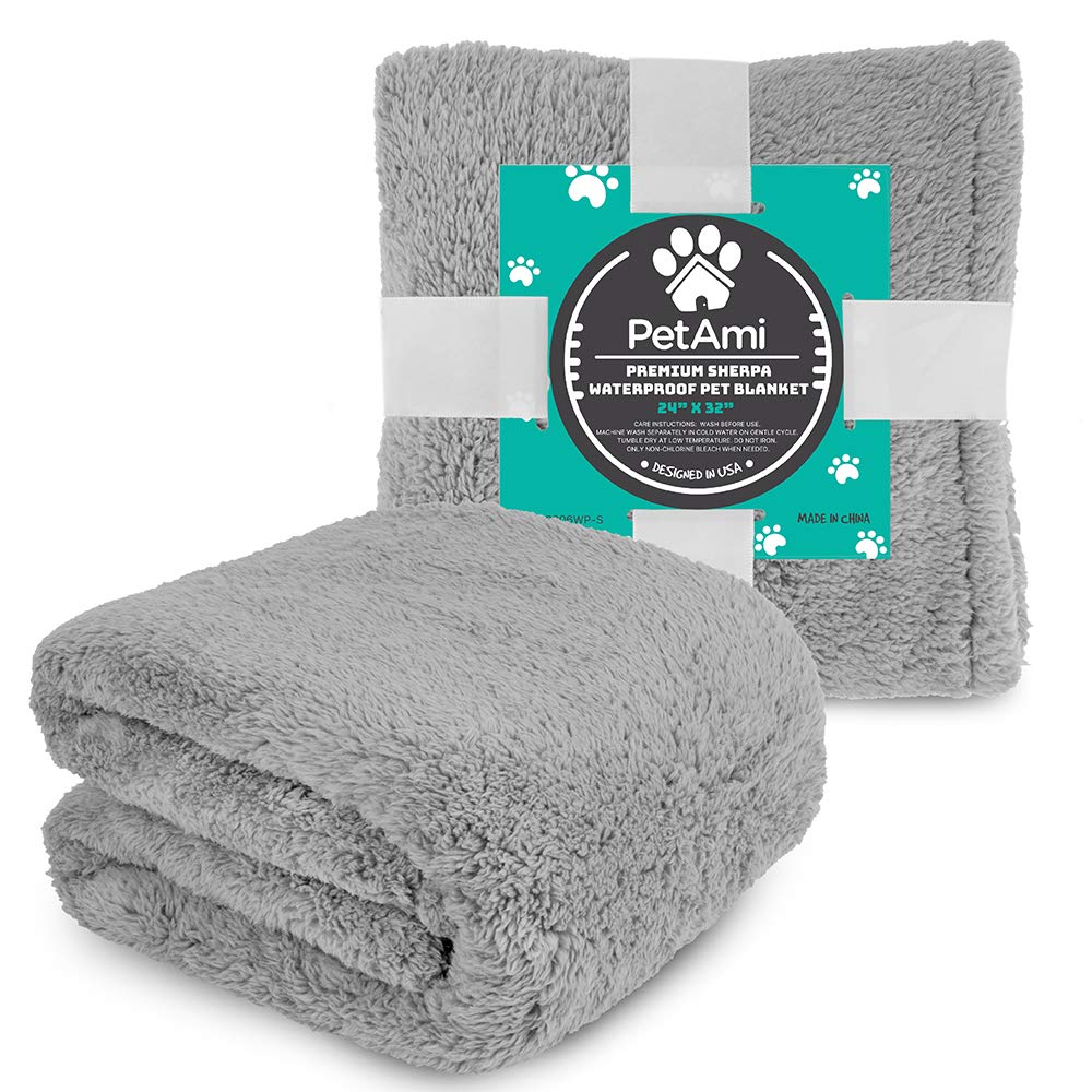 PetAmi light grey dog blanket spread on the floor.