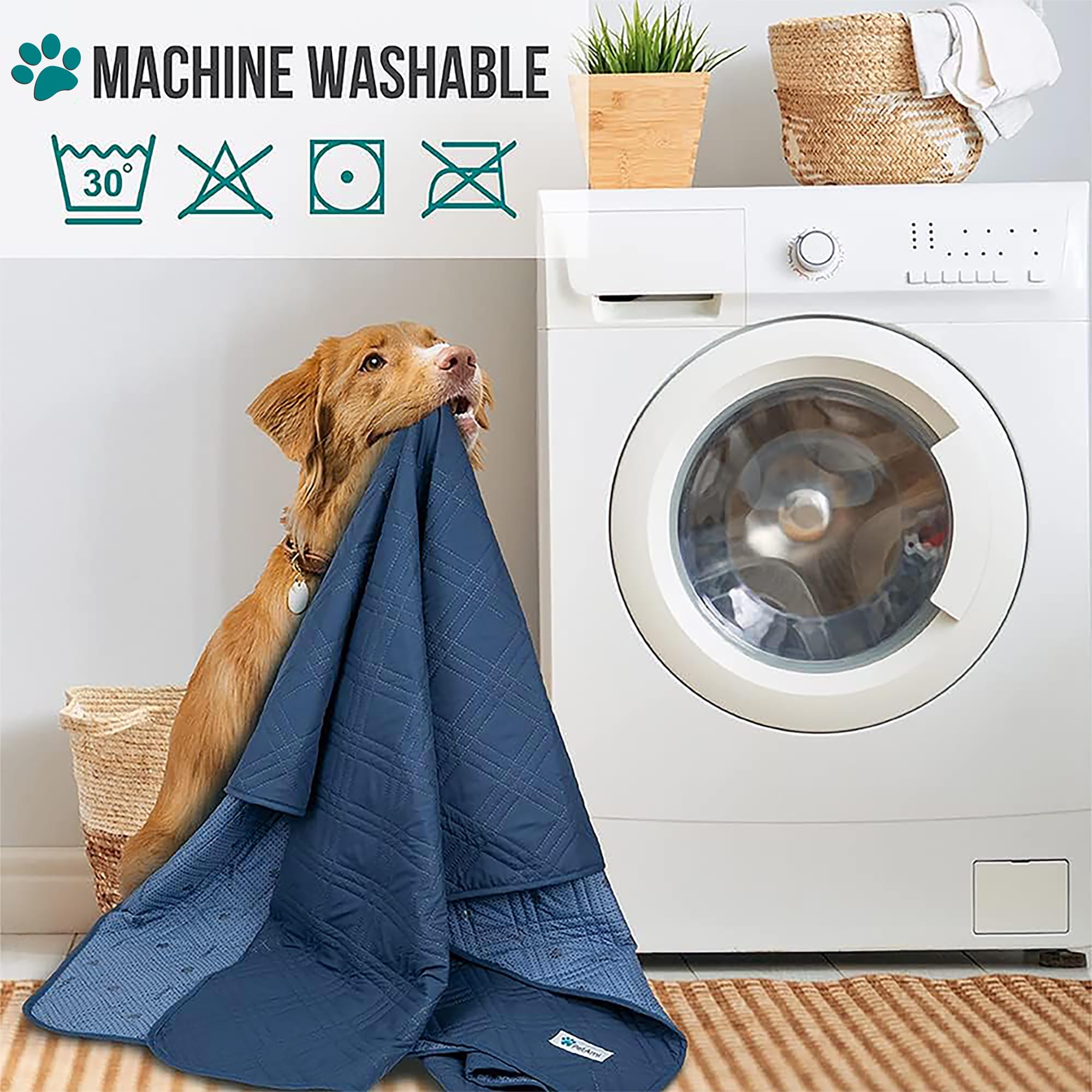 PetAmi machine-washable couch cover blue simplifies quick cleanup after messes.