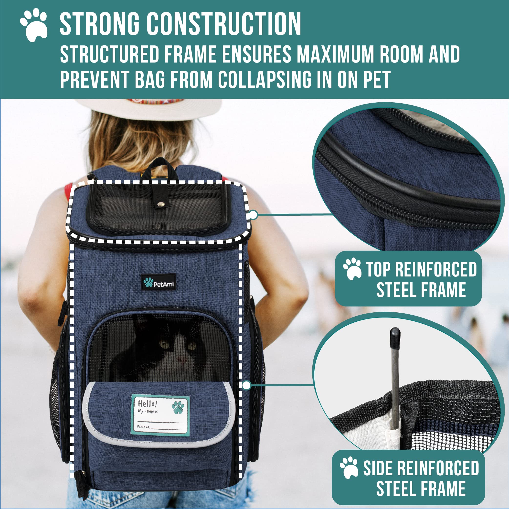 PetAmi padded straps help you carry with less strain during walks and flights