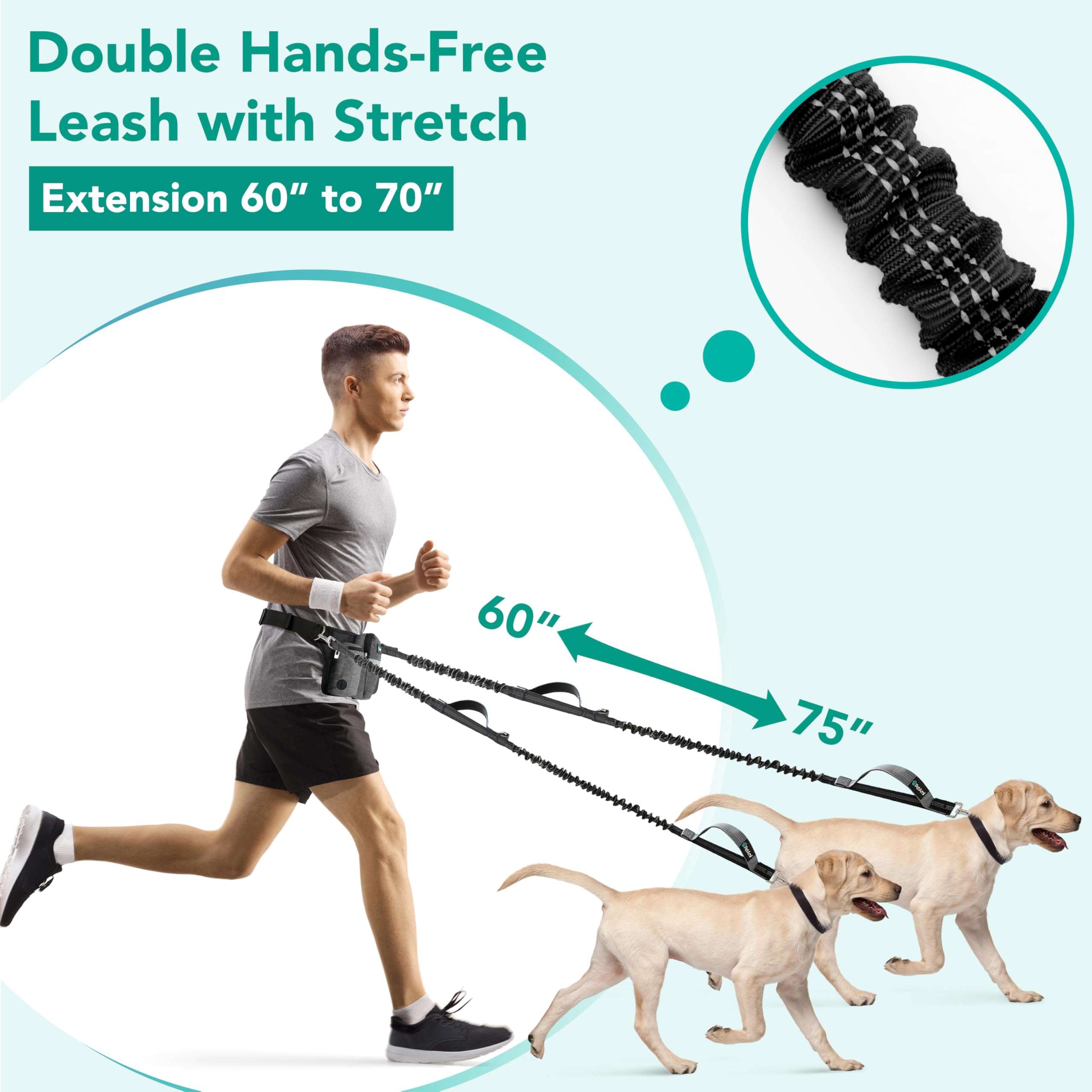 PetAmi Premium adjustable waist belt (28–52 inches) for a comfortable, secure fit.