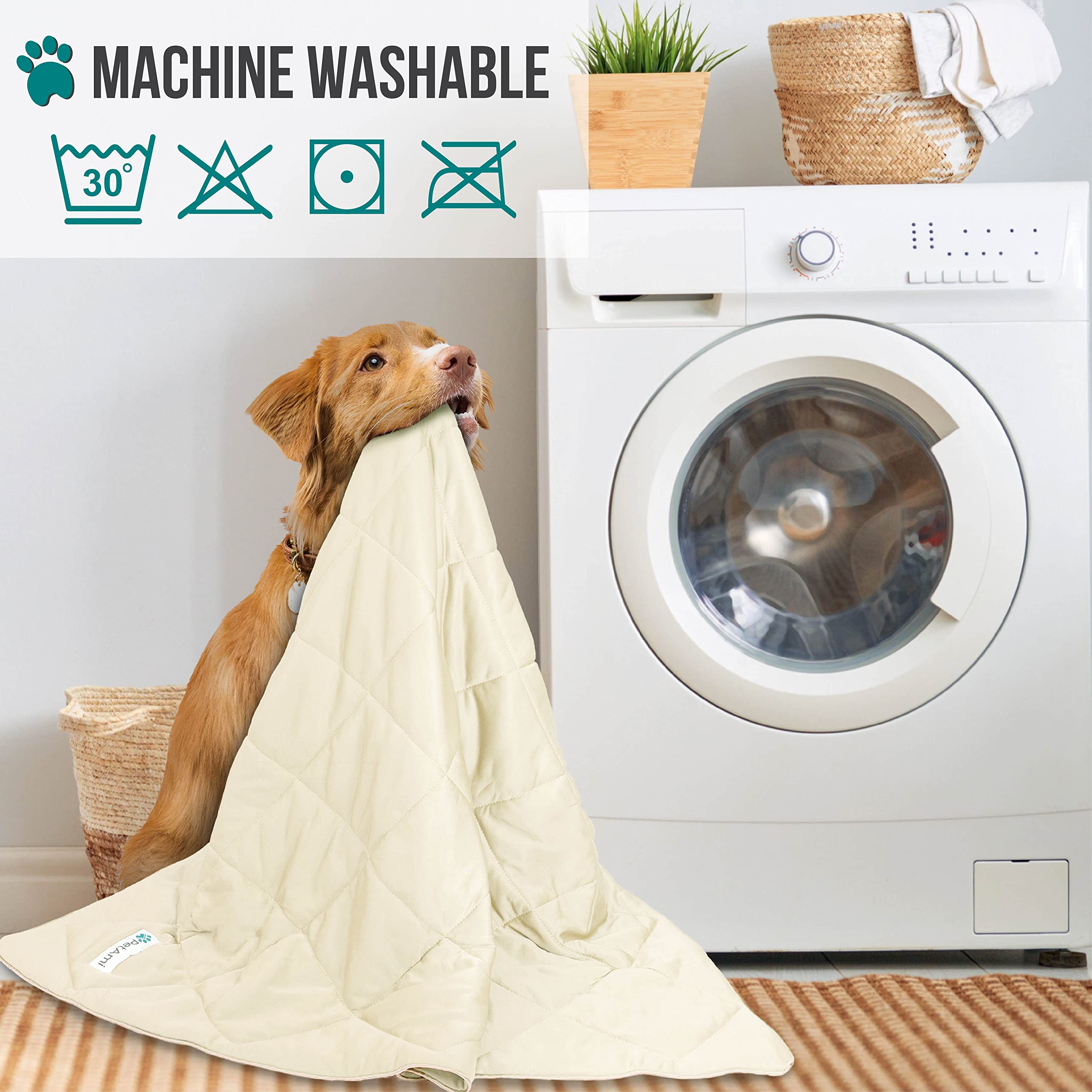PetAmi Premium Cooling Dog Blanket on bed offers soft, breathable warmth.