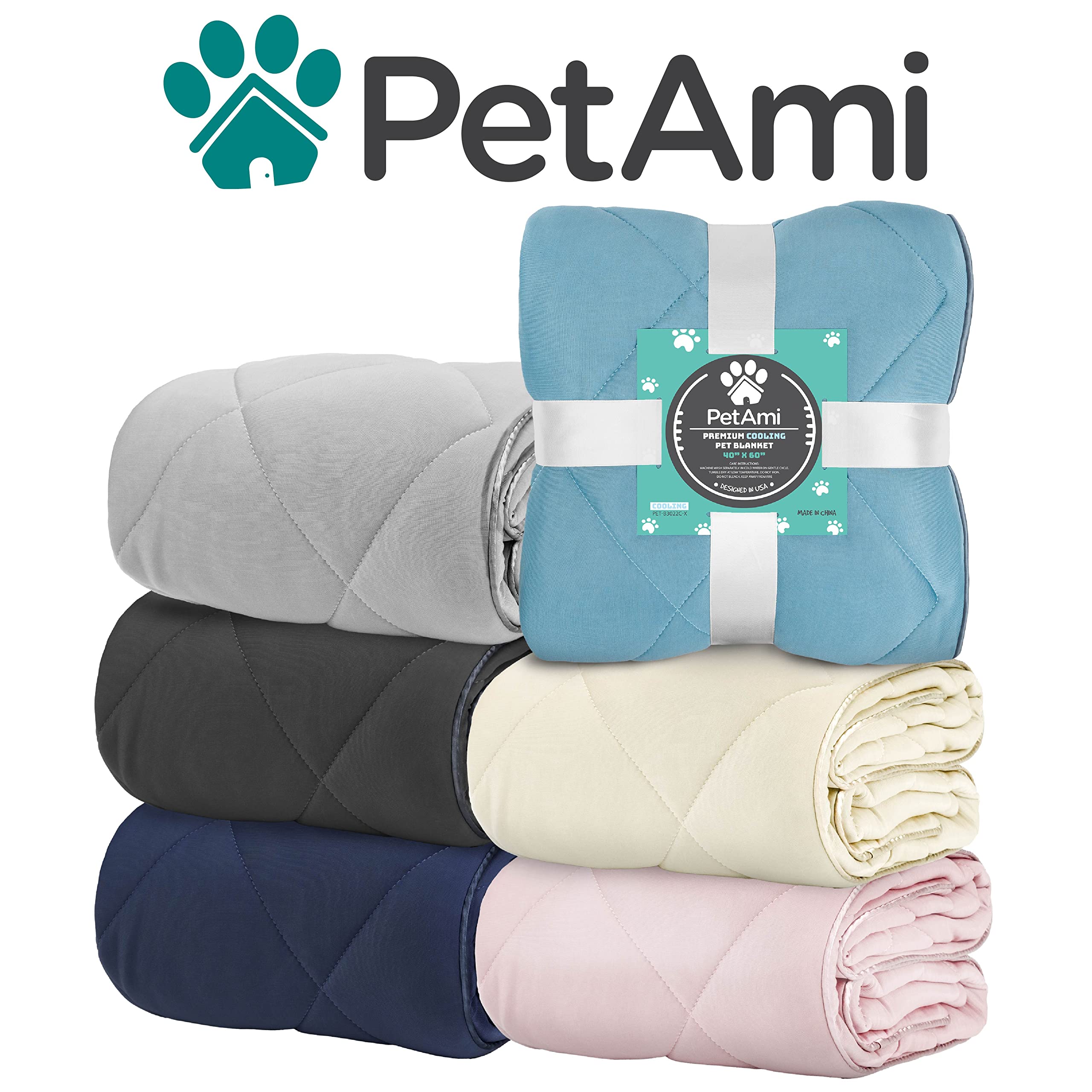 PetAmi Premium Cooling Dog Blanket beige latte color complements home decor.