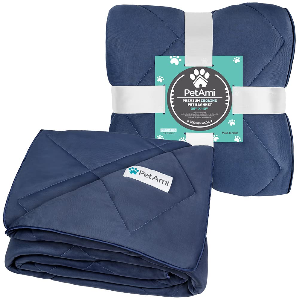 PetAmi Premium Cooling Dog Blanket in car scene for travel comfort