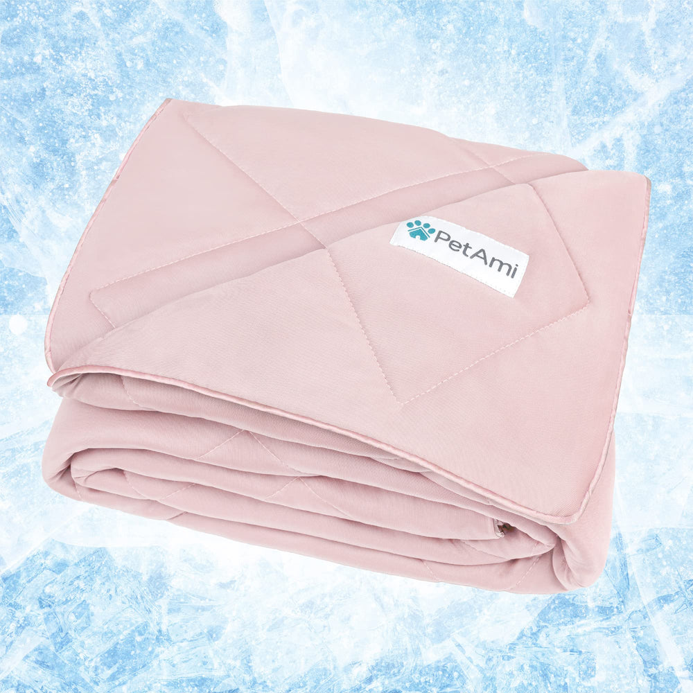 PetAmi premium cooling blanket folded showing fluffy reversible texture for year-round comfort