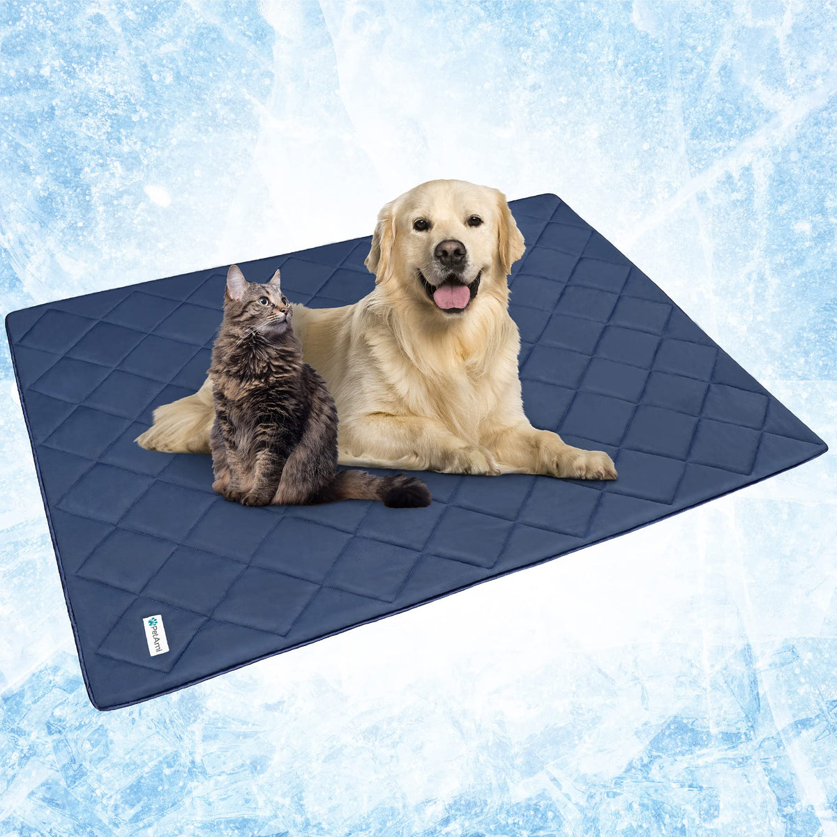 PetAmi Premium Cooling Blanket in navy folded for easy storage and soft comfort.