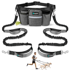 PetAmi Premium hands-free dual-bungee leash setup enables smooth two-dog control.