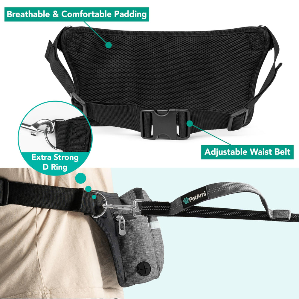 PetAmi Premium poop-bag dispenser pocket simplifies cleanup on the go.