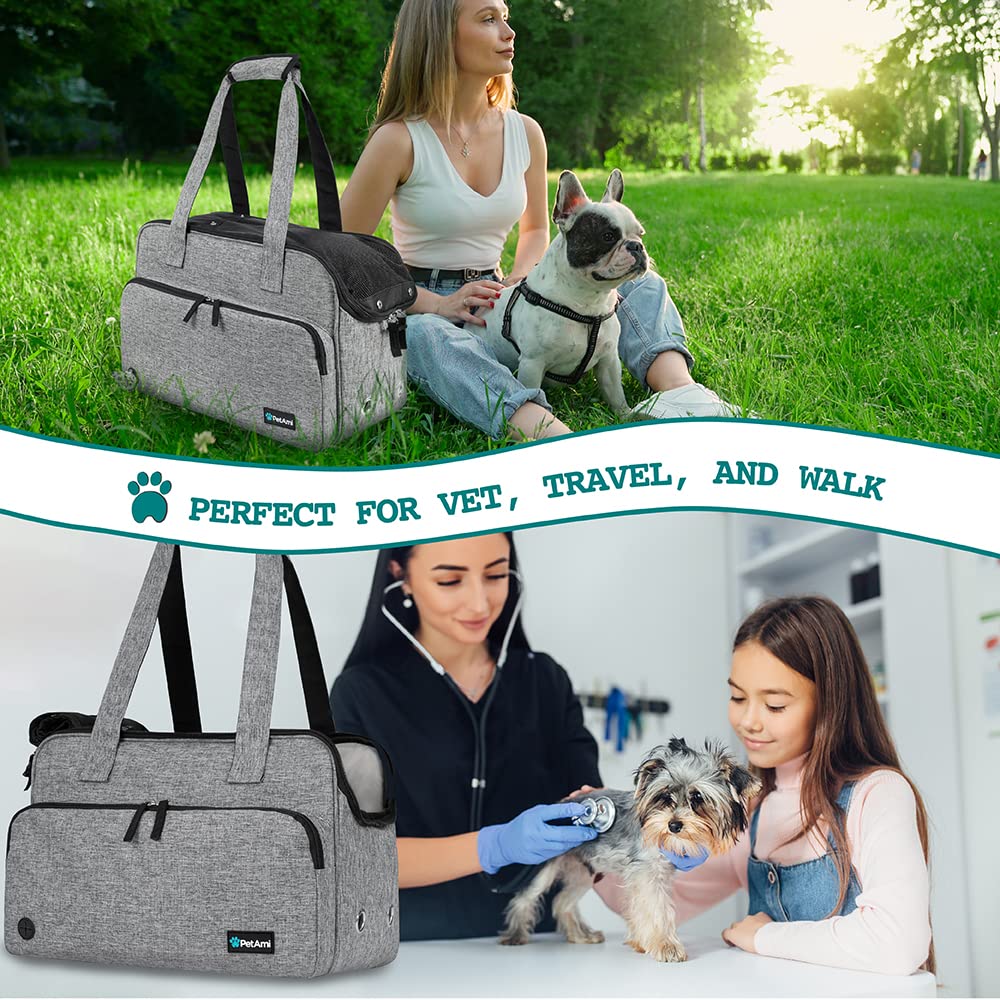 PetAmi carrier front pocket and dispenser store essentials