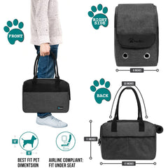 PetAmi purse carrier with ventilated mesh for airflow and pet comfort.