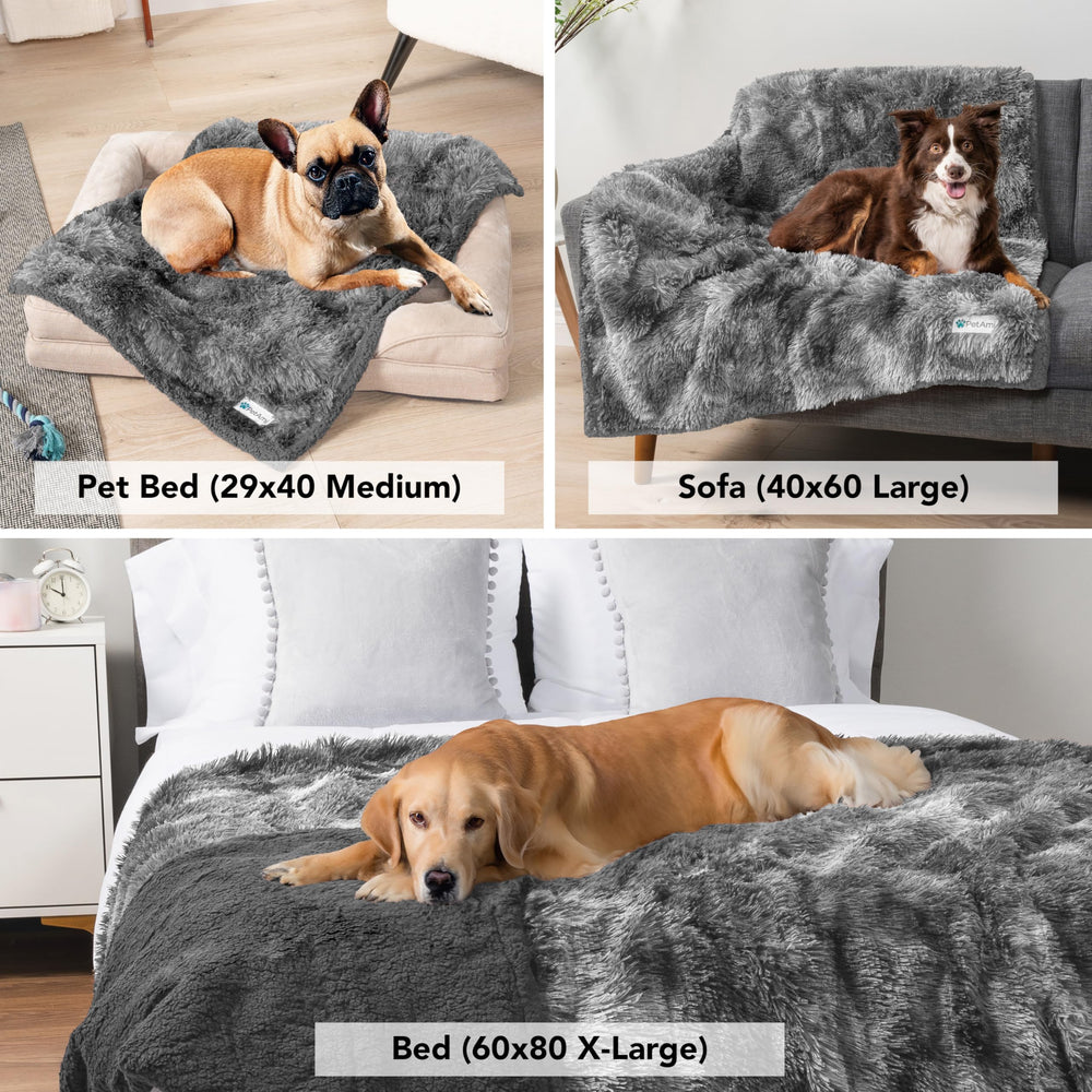 PetAmi queen-size blanket covering bed ideal for large dogs.