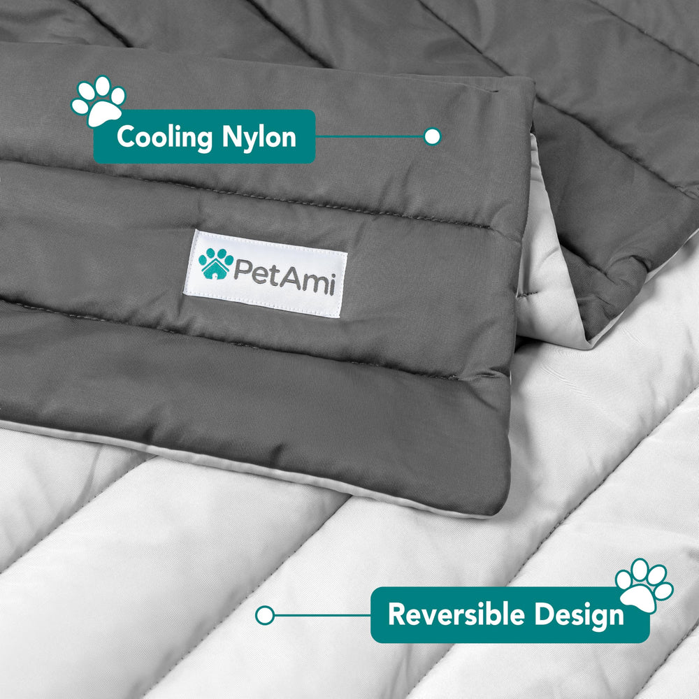 PetAmi reversible cooling pad shows two surfaces for year-round use.