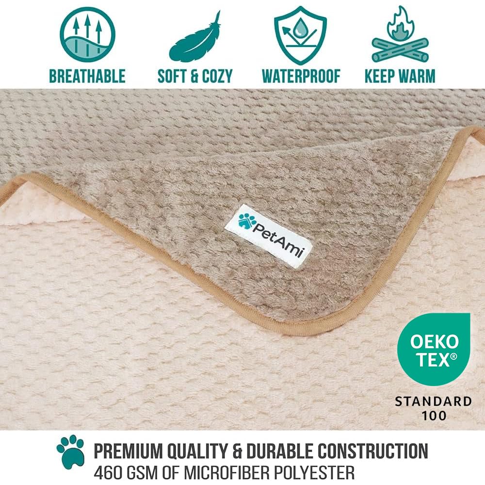PetAmi reversible dog blanket with waffle texture for double-sided comfort